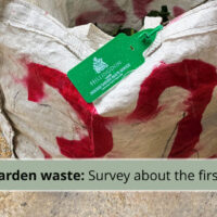 Complete our garden waste survey after the first week’s paid-for collections survey banner with green tag